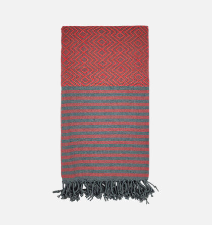 turkish bath towel red gray